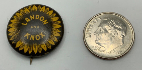 Vintage 1936 Landon and Knox Presidential Political Campaign Pinback Button Pin