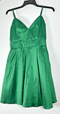 Lulus A-Line Skater Dress Womens Medium Green Spaghetti Straps Pockets Holiday