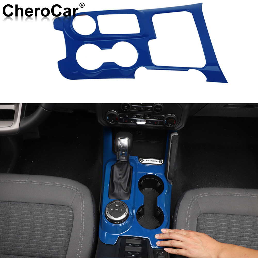 Central Control Gear Shift Panel Trim Blue For Ford Bronco 2021 2022 Accessories