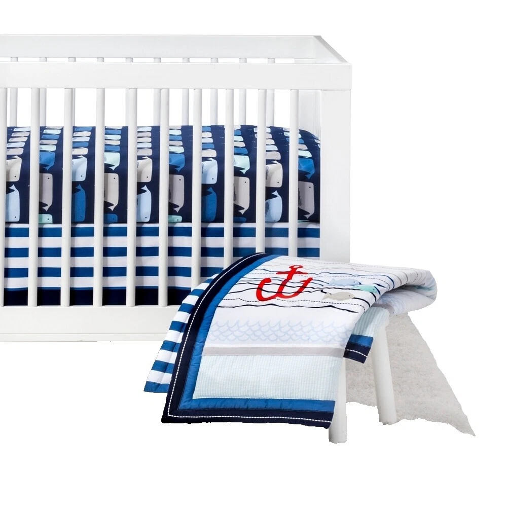 Cuna de algodón Náutico Conjuntos de Ropa de cama de vivero