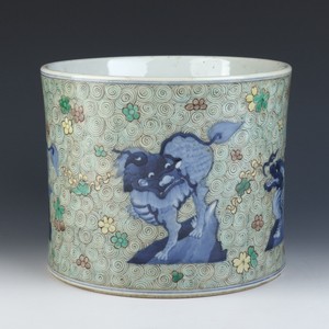 Antique Chinese Colorful Porcelain Brush Pot