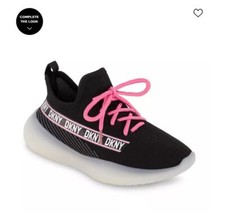 DKNY Girls Slip On Landon Stretchy Knit Sneakers Black NIB