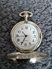 Modern Quartz Pocket Watch Labrador design lid  needs battery 