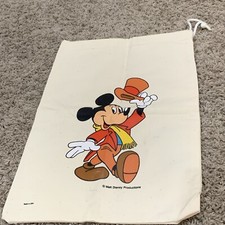 Mickey Mouse Canvas Tote Bag With Drawstring Walt Disney Productions Made in USA