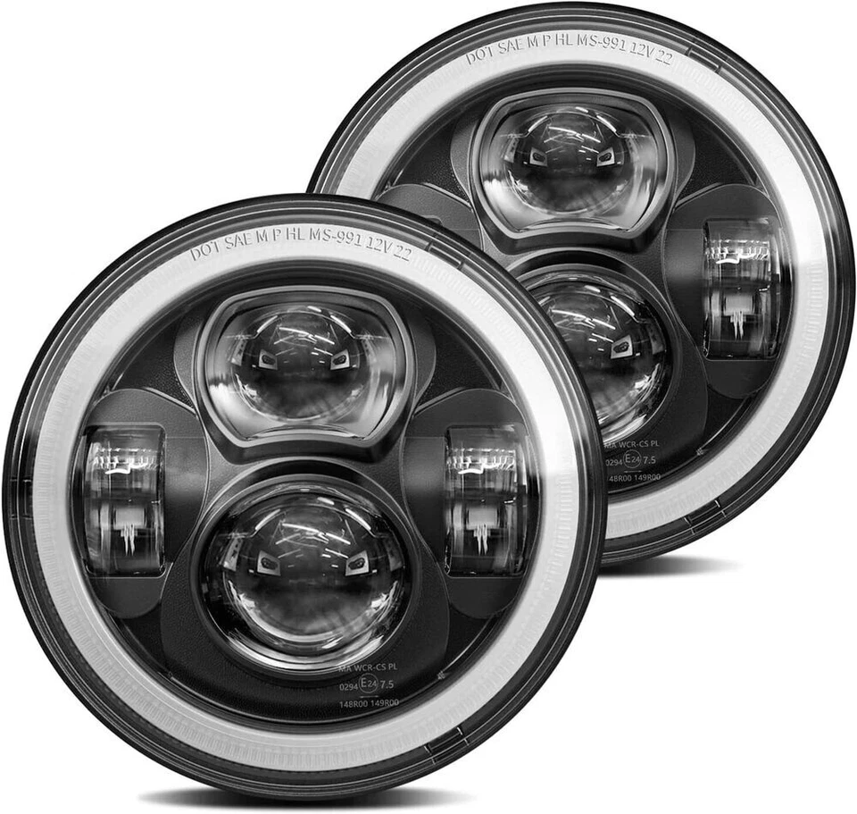 Faro LED rotondo 7 pollici Hi/Lo luce di posizione con omologato per VW Golf I II MK2 - Immagine 2 di 4