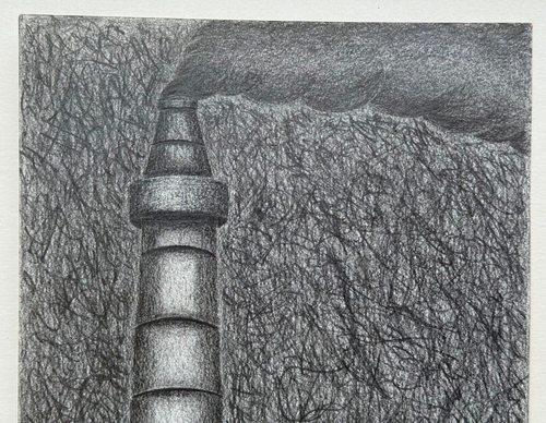 Nelson Alvarez Signed Original Drawing Industrial Architectural Smokestack Tower - Picture 6 of 10