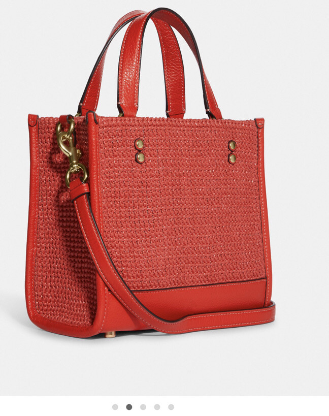 Coach (CA291) Dempsey Straw Miami Red Tote 22 Crossbody