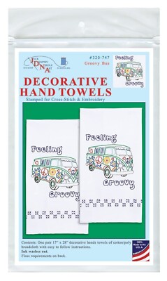 Jack Dempsey Needle Art Feeling Groovy Bus Decorative Hand Towels
