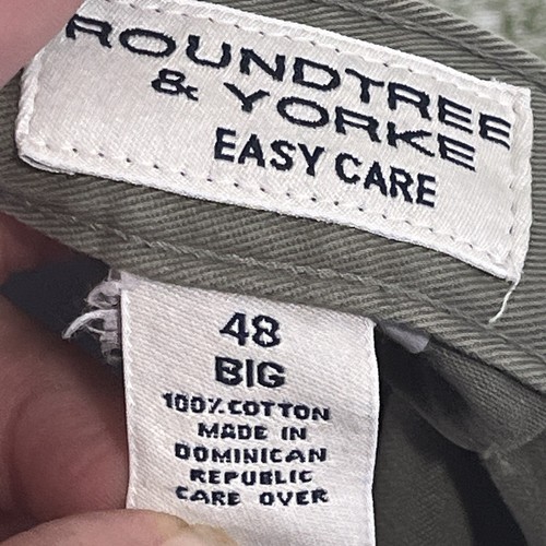 Roundtree & Yorke Shorts Men 48 Big Army Green Double Pleated Flex Waist Classic - Picture 3 of 8