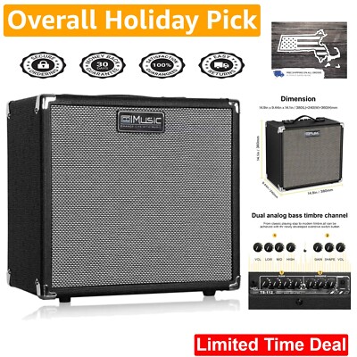 Multi-Purpose Bass Guitar Amp 30W - Clean & Distortion Overdrive - MP3 Jack