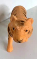 Ankyo Tiger Toy Rubber Plastic Figure Animal 7-1/2" long 3" tall Orange
