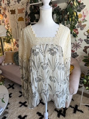 ANTHROPOLOGIE Floreat Lace Peasant TOP Blouse 8P 8 Petite