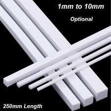 ABS Plastic Square Rod Solid Bar for Model Building DIY 250mm Length 1mm to 10mm