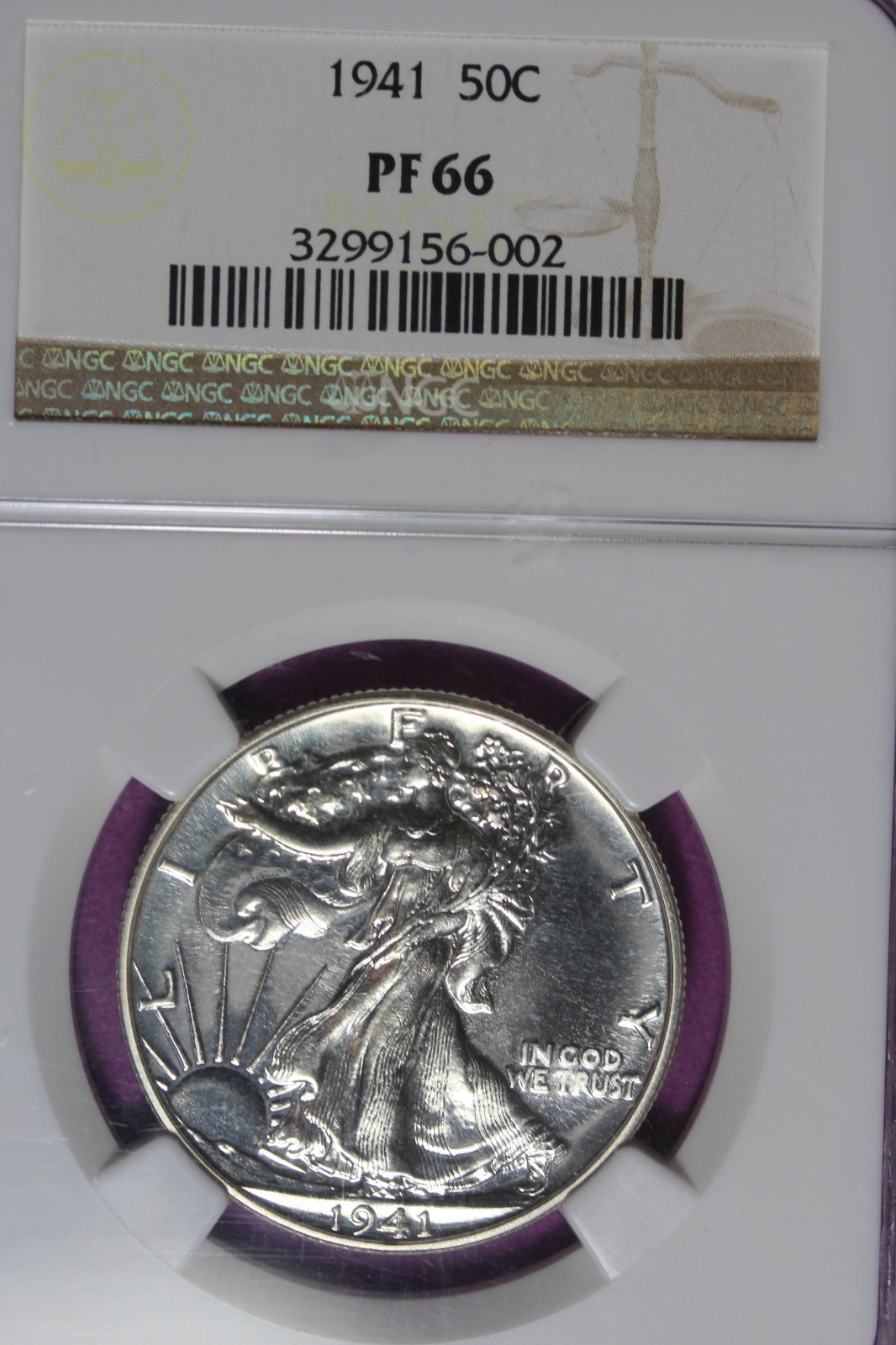1941 NGC 50C PF66 LIBERTY WALKING HALF DOLLAR #B52757