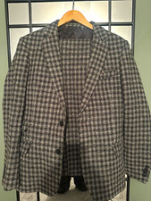ASOS Harris Tweed Wool 2 Piece Suit Grey/Black Check 40R W34 L34