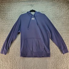 Under Armour Shirt Mens Medium ColdGear Navy Blue Pullover Hoodie Read