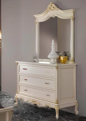 Schlafzimmer Kommode Schrank Klassische Anrichte mit Spiegel Elegante Stil Möbel - Bild 1 von 4
