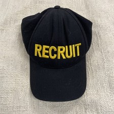 RECRUIT Military Hat Graffiti Black Snapback Gold Spellout Made in USA Cap