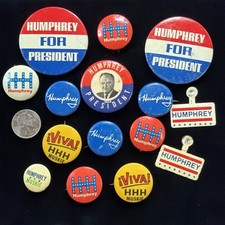 Humphrey fo President Campaign Presidential HHH Viva Buttons Vintage Pinback Pin