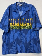 Aloha Republic 100% Cotton Men's Blue Hawaiian Shirt Ukulele Made in USA sz XL