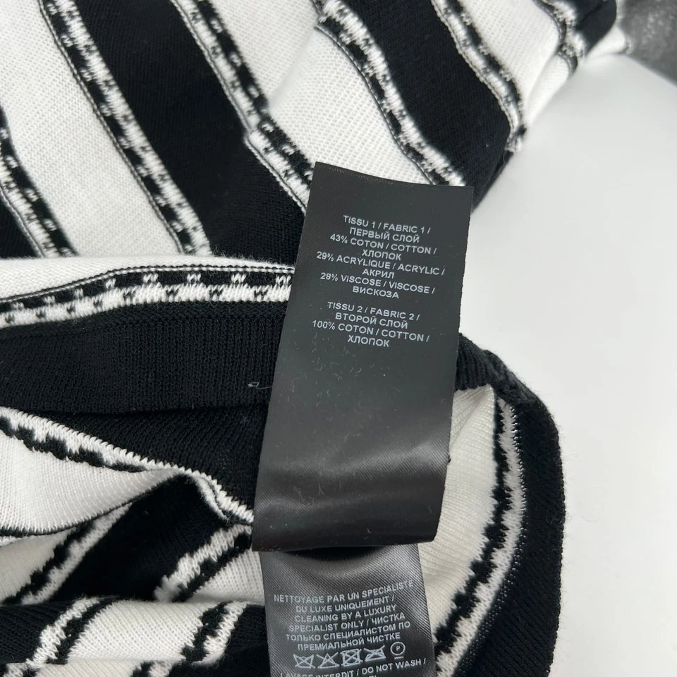 Balmain Black White Striped Button Cropped Sweater | Size M - Image 3 of 4