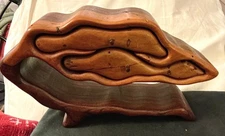 Handcrafted Rosewood Bandsaw Box Sculptural Freeform 3 lined Drawers – 8” wide