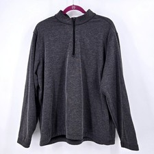 Greg Norman 1/4 Zip Pullover XL Charcoal Gray Heather Shark Logo Play Dry VGUC