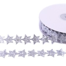 Glitter Star Ribbon Silvery Sparkly Star Ribbon Trim for Crafts Gift Wrapping...