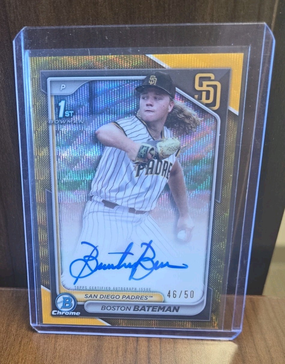 2024 Bowman Chrome 1st Prospect Auto Gold Wave Boston Bateman #46/50 PADRES