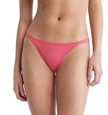 Calvin Klein Women Sheer Marquisette Strappy Tanga Cerise Size M