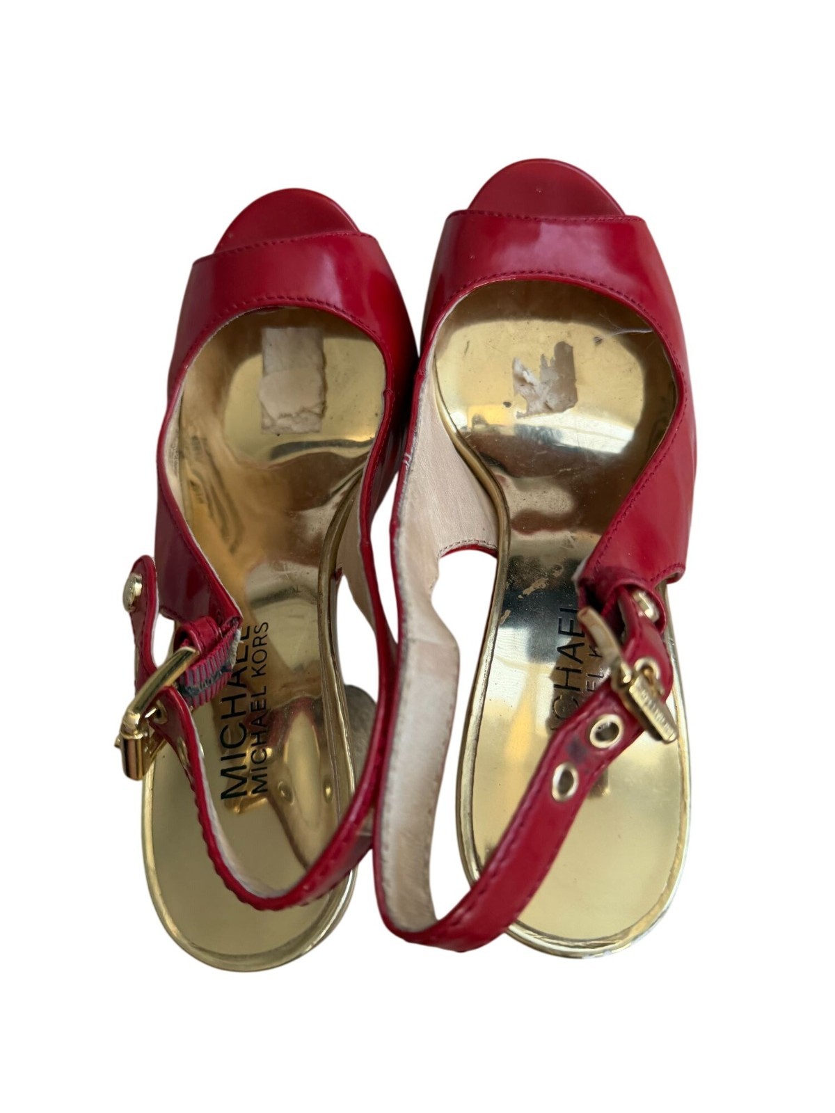 MICHAEL KORS Red Patent Leather Slingback Heels Size 4.5 thumbnail 6