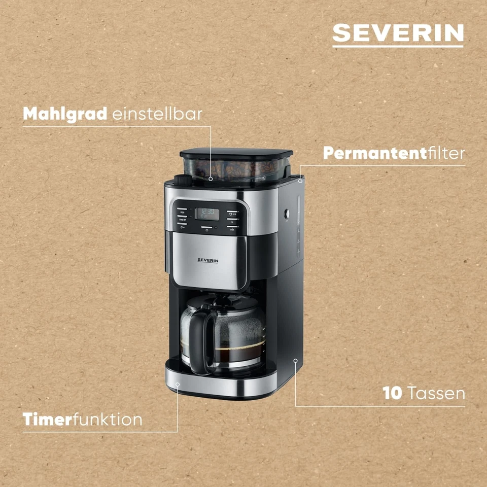 SEVERIN Kaffeemaschine mit Mahlwerk und Timer – Perfekter Kaffeegenuss - Bild 4 von 4