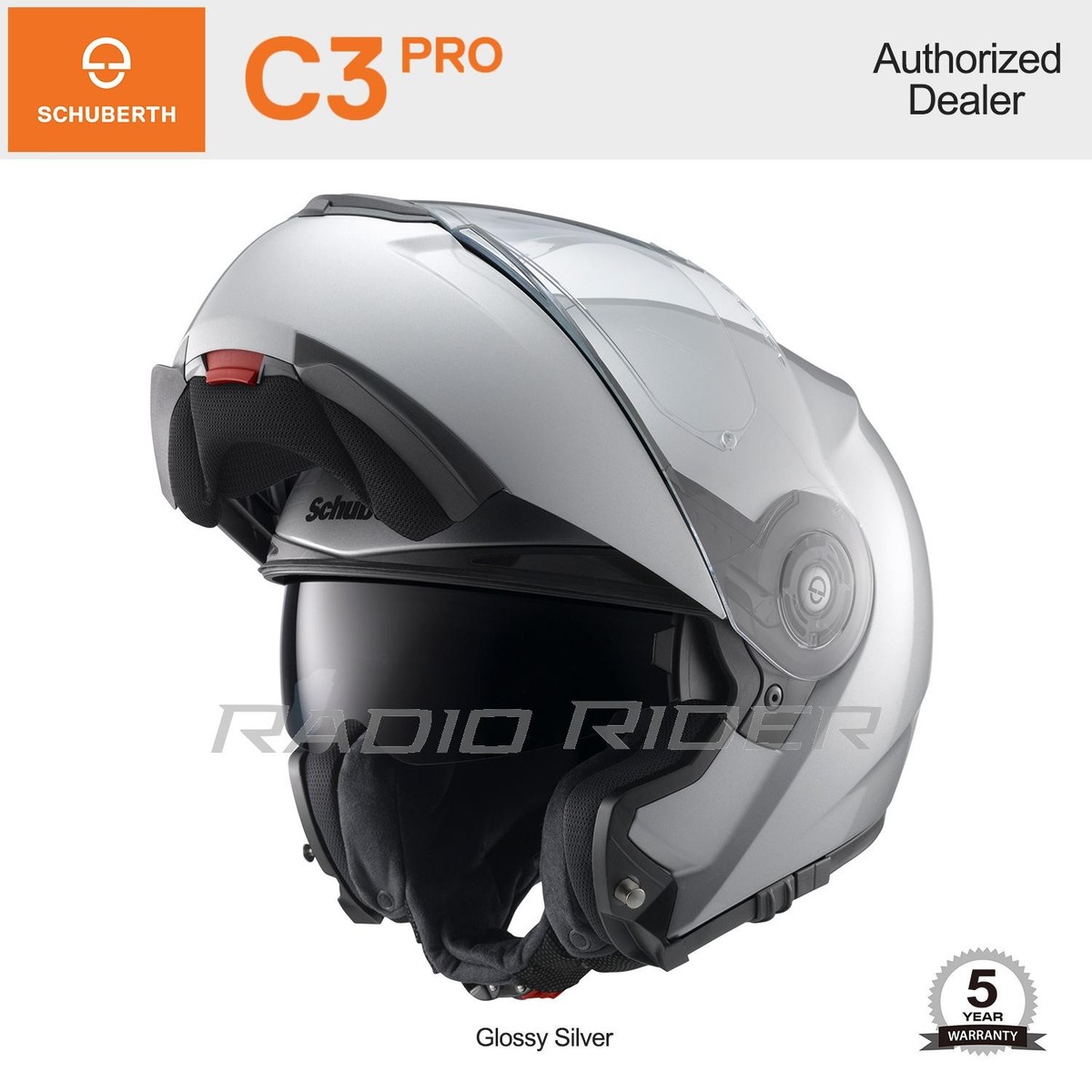 schuberth bluetooth modular helmet c3 pro e1 Schuberth C3 PRO Motorcycle Tour Helmet | Glossy Silver | 3XL