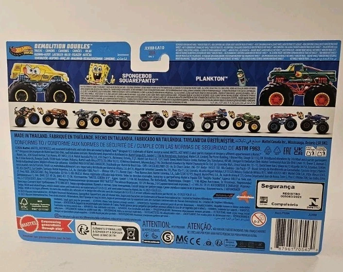 Hot Wheels Spongebob Squarepants Vs Plankton Monster Trucks 1:64 Scale Doubles - Image 3 of 3