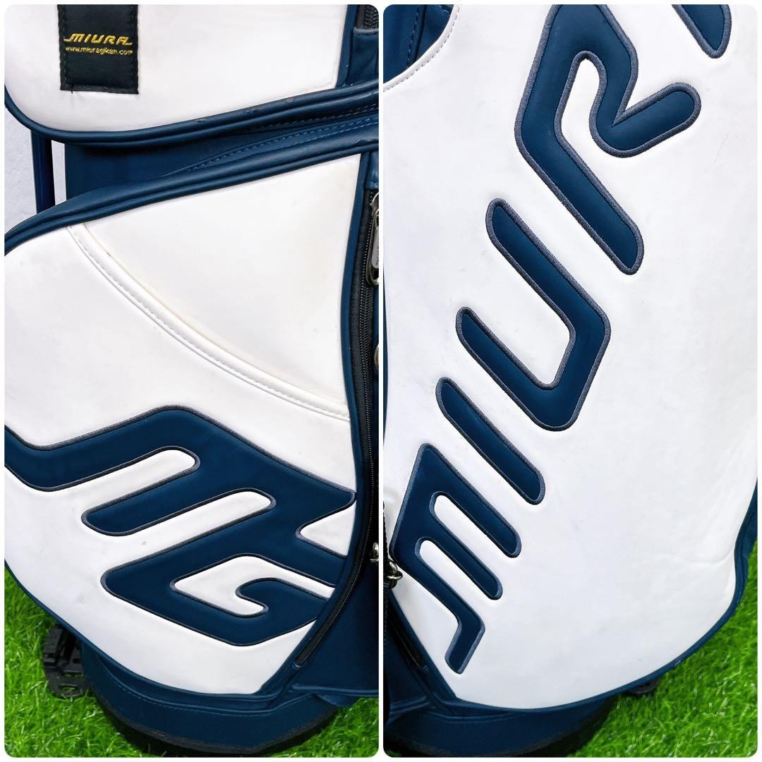MIURA GIKEN White / Navy stand bag golf carry caddy bag rare japan