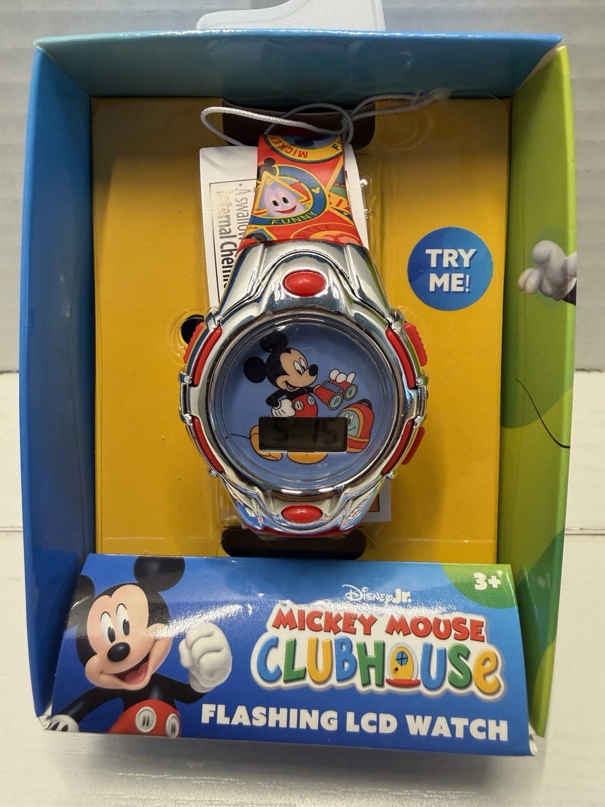 Disney Mickey Mouse Children's Unisex Flashing Dial LCD Wristwatch with Silicone