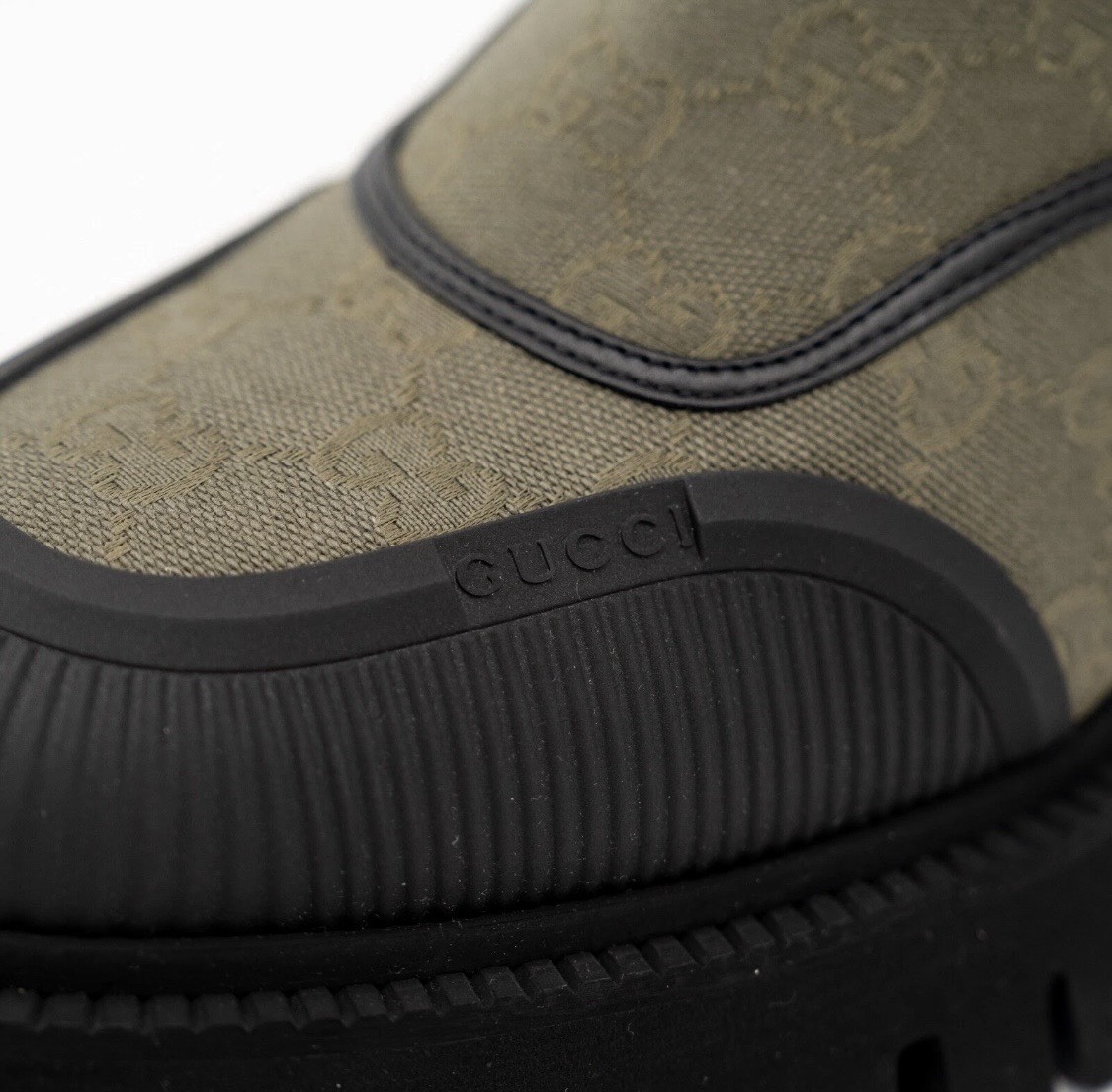 size 9.5G - Gucci Boots Chelsea Green Olive Black Canvas Ankle GG Monogram thumbnail 7