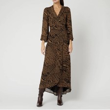 GANNI animal print asymmetric printed georgette wrap dress UK 10 EUR 36