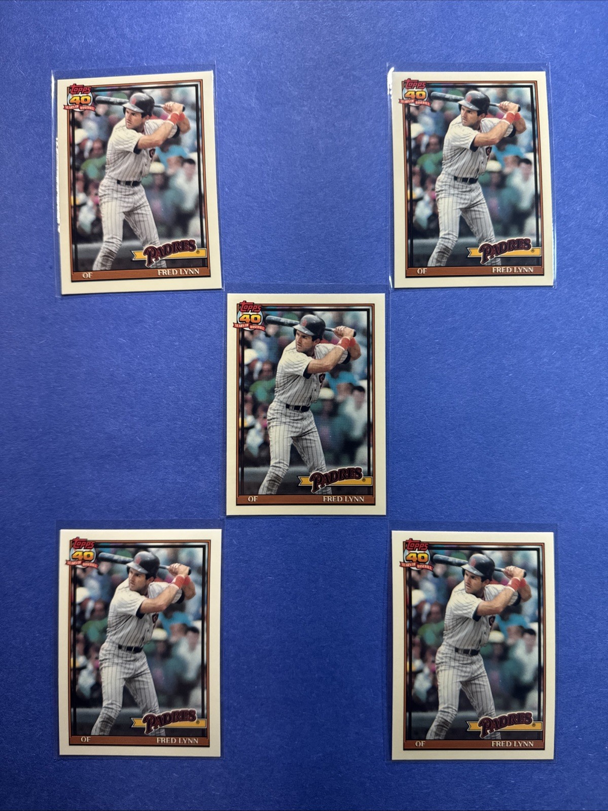 5 Tiffany Cards ~ 1991 Topps Collector’s Edition #586 Padres ~ Fred Lynn