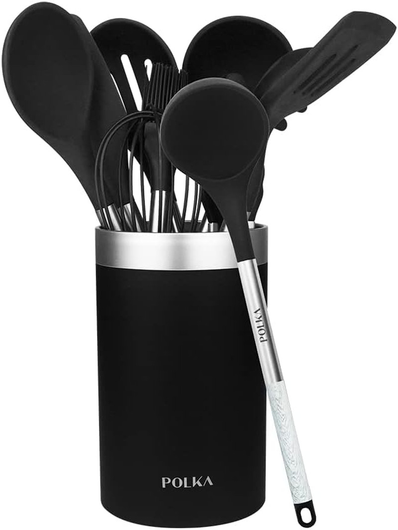 Utensili Da Cucina in Silicone Polka Exclusive Wood&Rock. Set Di 9 Pezzi Nero, R
