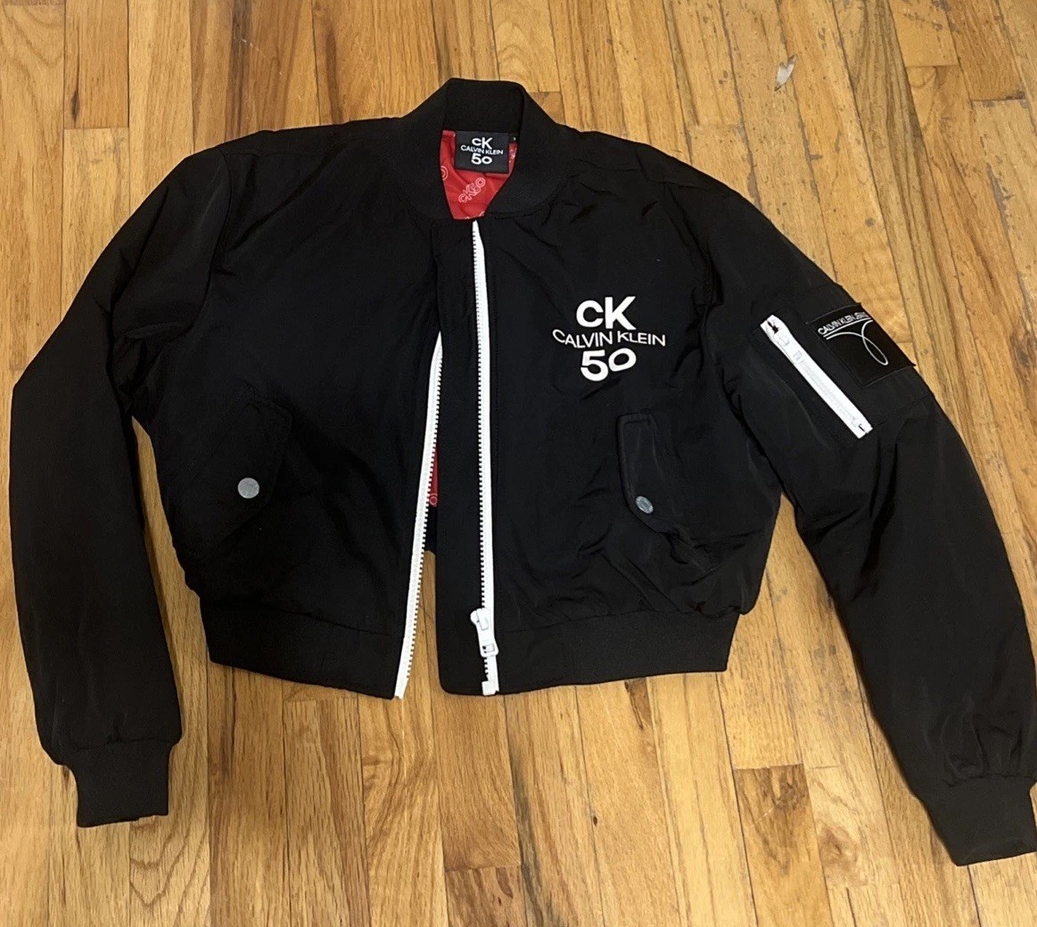 Calvin Klein Jeans Rare 50th Anniversary logo cropped bomber jacket Unisex