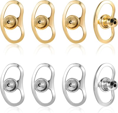 Earring Lifters Backs,  8 Pcs Earring Backs for Droopy Ears Locking Earring Back