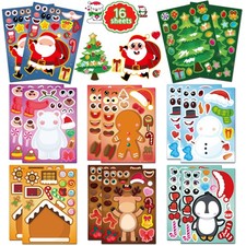 Christmas Stickers,Stocking Stuffers for Kids,Make-a-face Diy