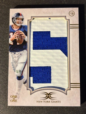 2015 Topps Definitive Phil Simms Veteran Nameplate Relic 1/1 'S' Giants Jersey