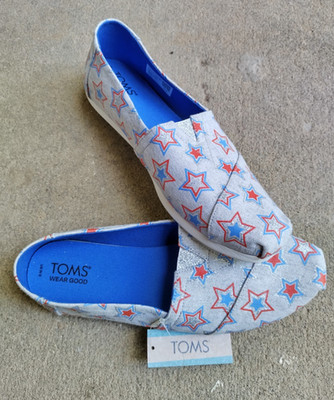  Toms Alpargata Womens Size 9 Drizzle Grey Glow In The Dark Star Print Shoes NWT