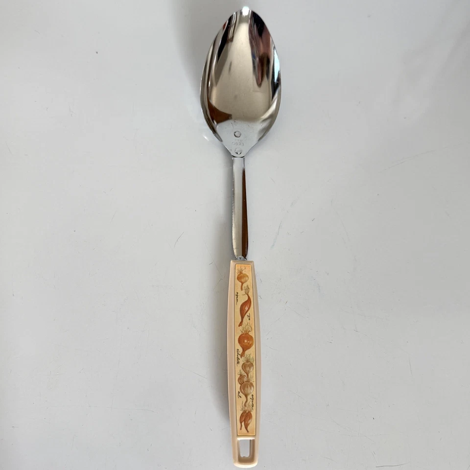 Ekco EE. UU. Cuchara de Servir Cromado Utensilio Plástico Mango Cebolla Diseño De Colección Foto 3 de 4