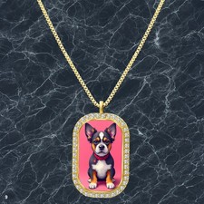 Gorgeous Cute Dog Puppy Pendant Necklace Picture Design Trendy Gold Tone Rare