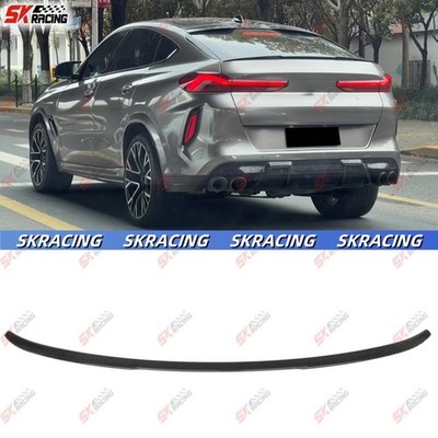 Fits 20+ BMW X6G06 X6MF96 Carbon Fiber/Glossy Black FRP Rear Middle Spoiler Wing