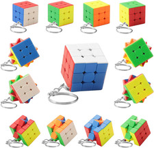 12 Pack Stickerless Mini Cube 3X3 Keychain Set, Party Favors for Kids, Puzzle Ga