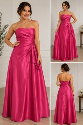 NWT David's Bridal Satin Strapless Formal Gown Dress Watermelon Pink Made USA
